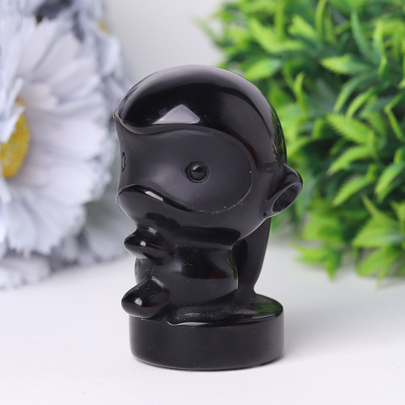 3-Inch Black Obsidian Crystal Figurine Carving