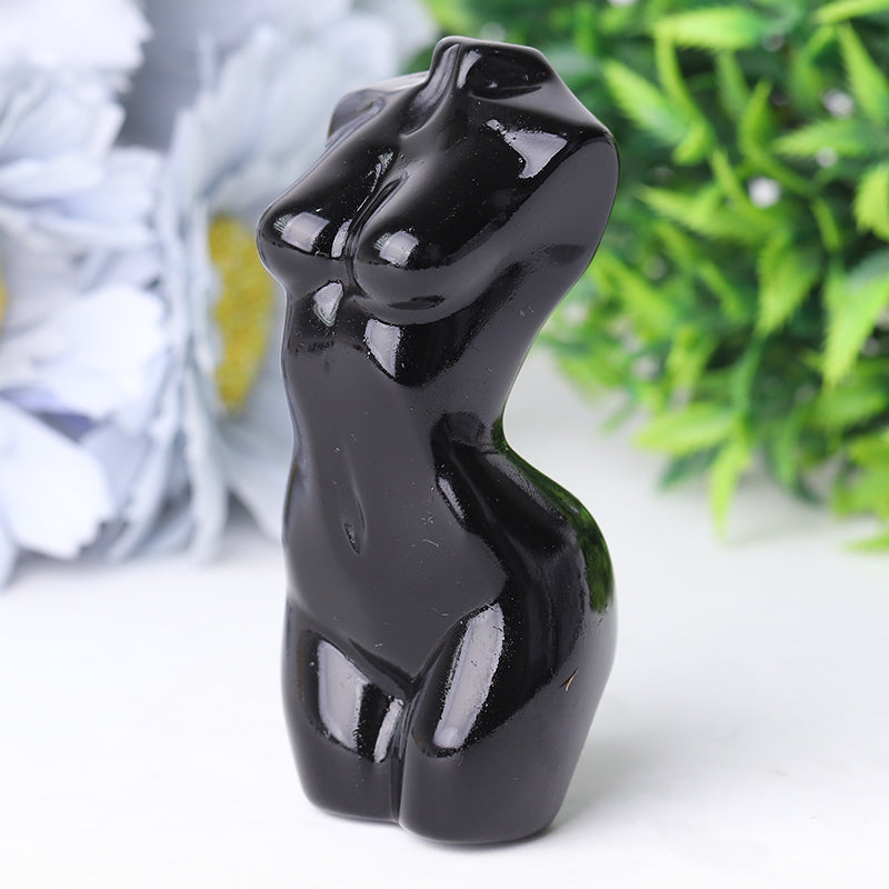 3 inch Black Obsidian Crystal Figurine Carving for Protection