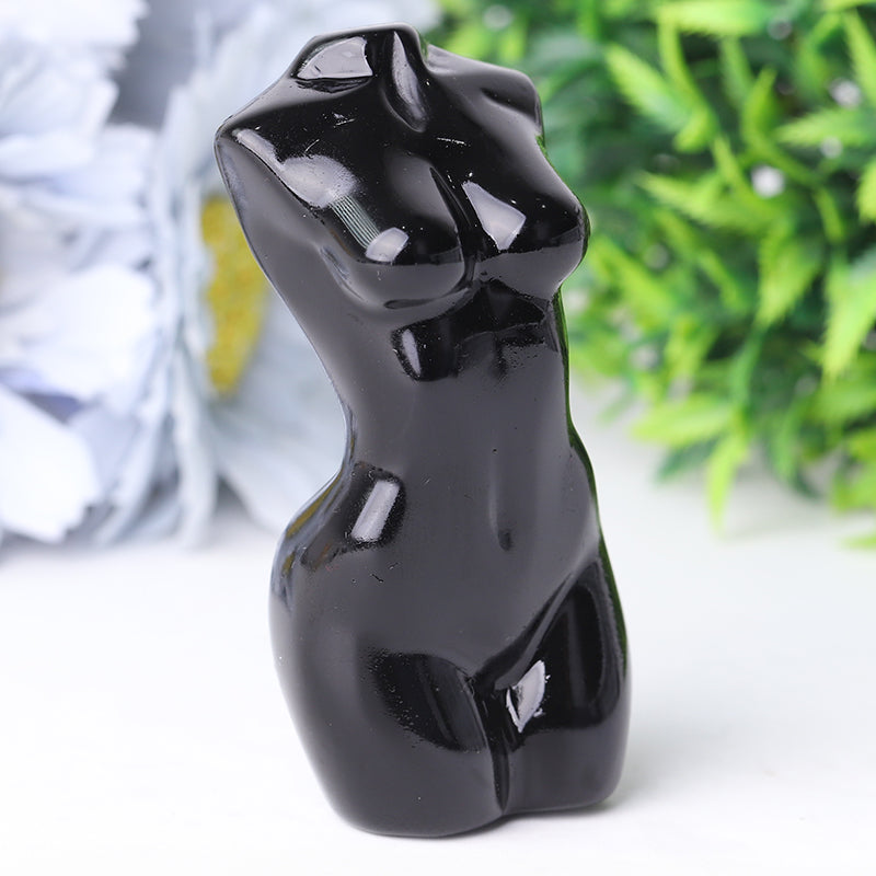 3 inch Black Obsidian Crystal Figurine Carving for Protection