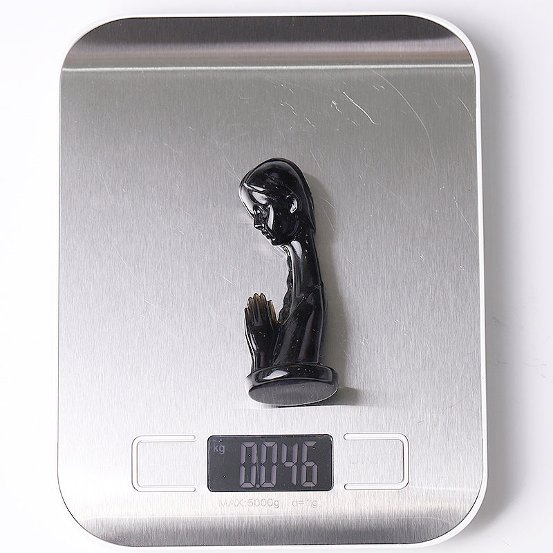 3-inch Black Obsidian Woman Prayer Crystal Figurine