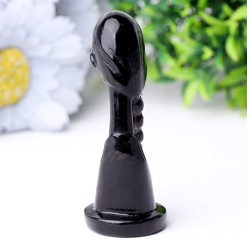 3-inch Black Obsidian Woman Prayer Crystal Figurine
