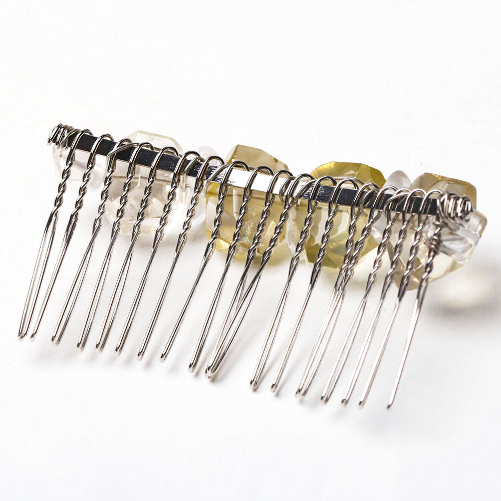 3-inch Citrine Crystal Crown Comb for Chakra Healing