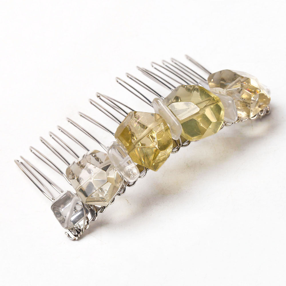 3-inch Citrine Crystal Crown Comb for Chakra Healing