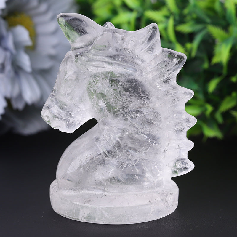 3-Inch Clear Quartz Unicorn Crystal Animal Carving
