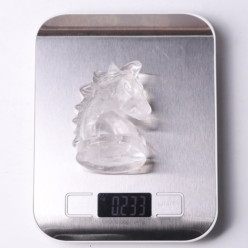 3-Inch Clear Quartz Unicorn Crystal Animal Carving