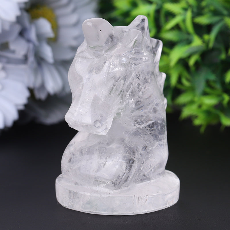 3-Inch Clear Quartz Unicorn Crystal Animal Carving