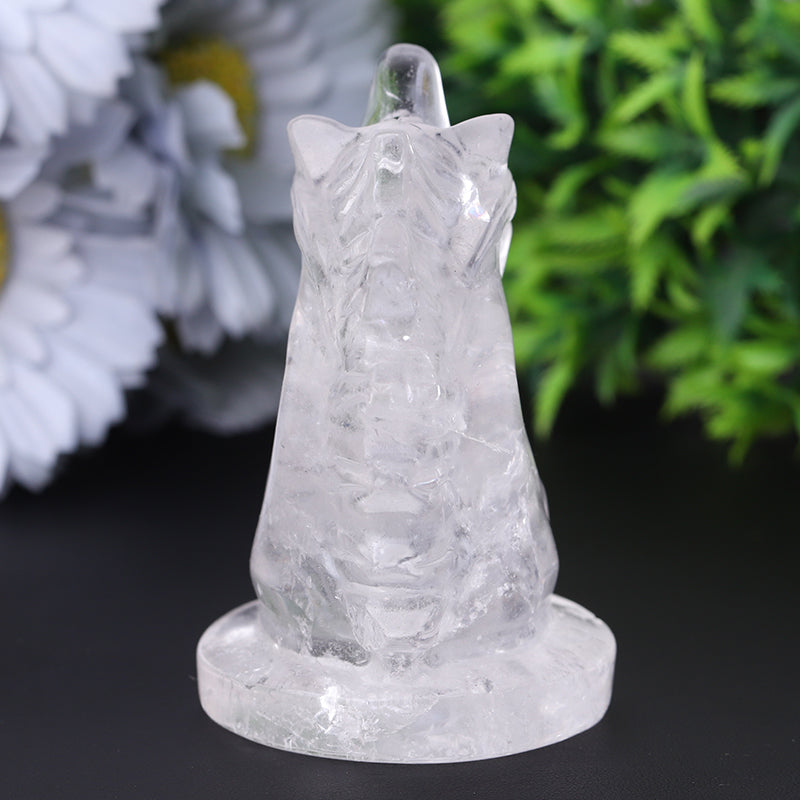 3-Inch Clear Quartz Unicorn Crystal Animal Carving