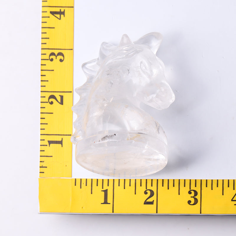 3-Inch Clear Quartz Unicorn Crystal Animal Carving