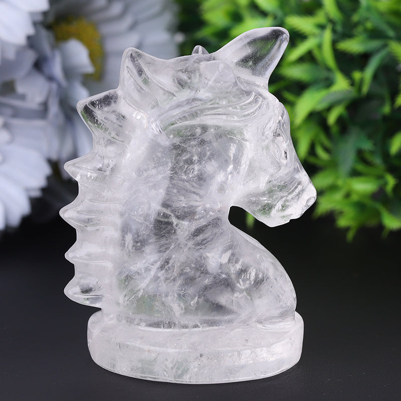 3-Inch Clear Quartz Unicorn Crystal Animal Carving