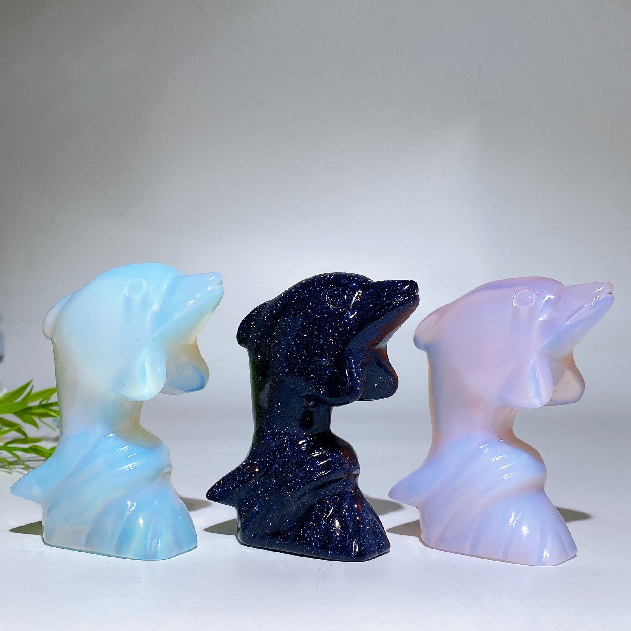 3-Inch Crystal Dolphin Carving Figurine Healing Crystals
