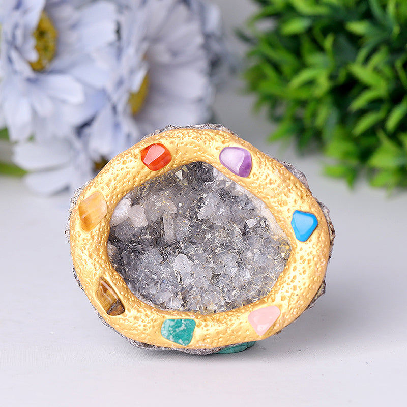 3 Inch Druzy Agate Crystal Healing Geode