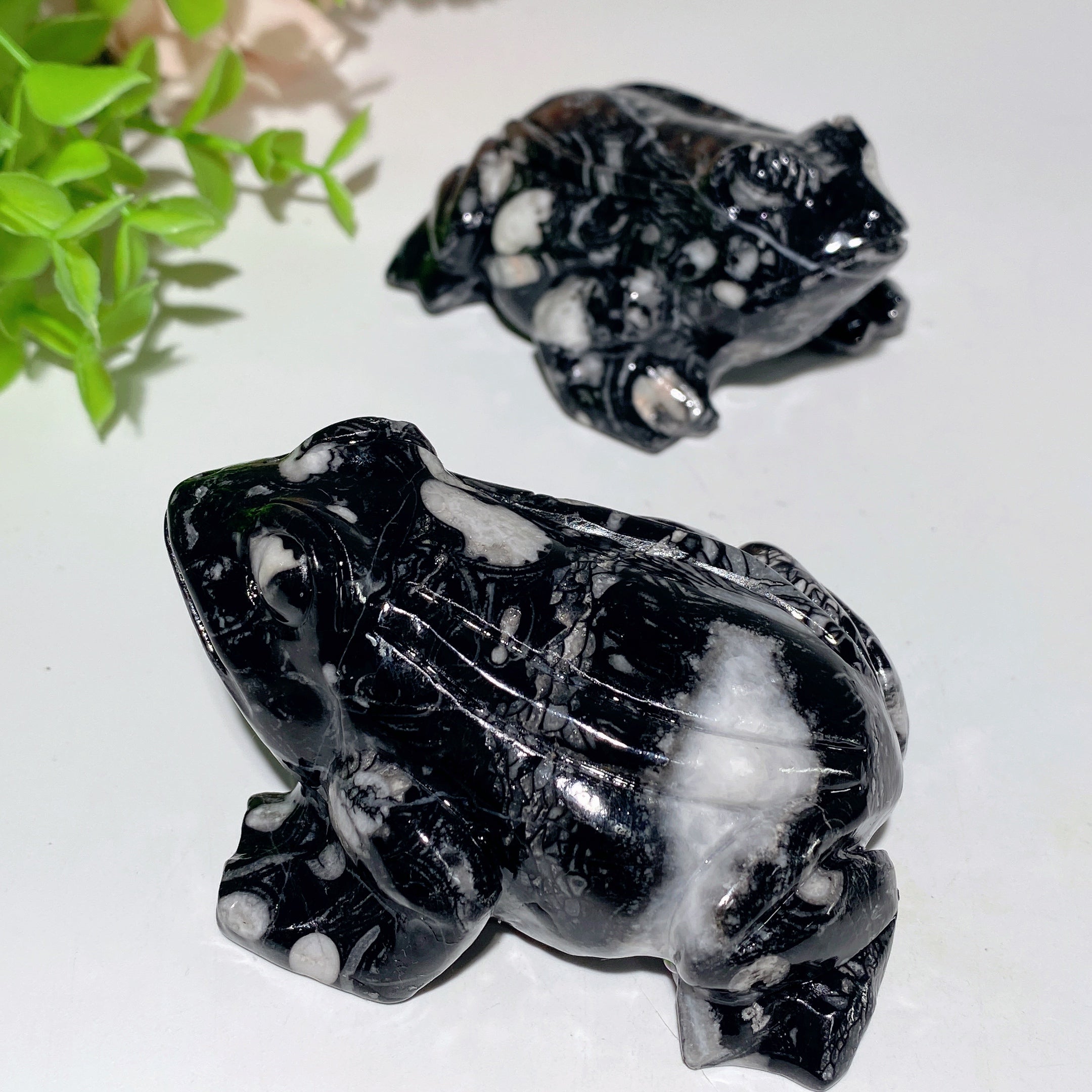 3-inch Fossil Jasper Frog Figurine for Healing & Decor
