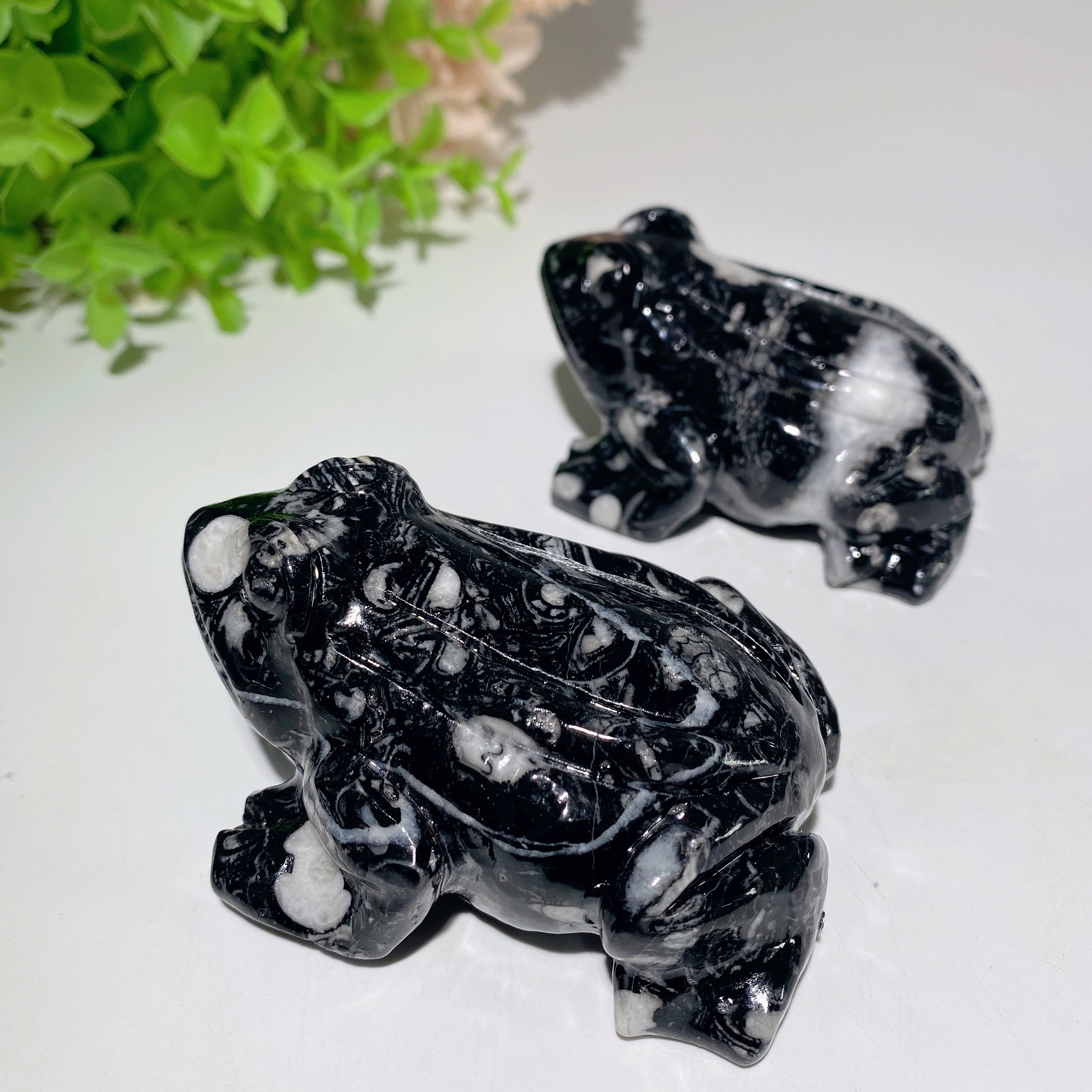 3-inch Fossil Jasper Frog Figurine for Healing & Decor