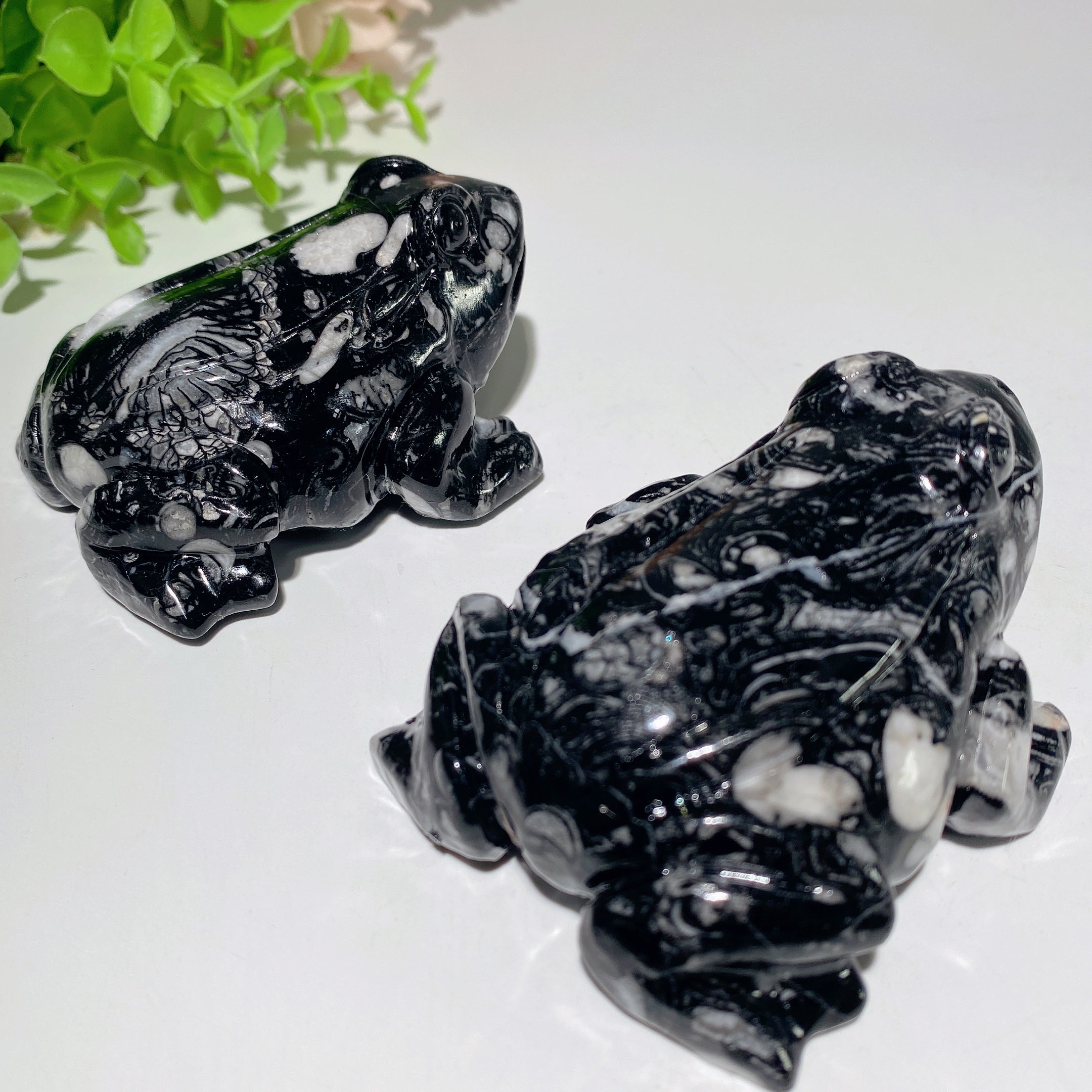 3-inch Fossil Jasper Frog Figurine for Healing & Decor