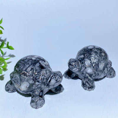 3-inch Fossil Stone Crystal Turtle Figurine for Healing