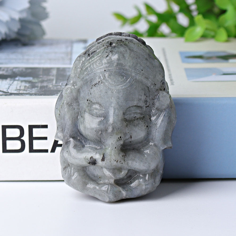 3-Inch Ganesh Statue Crystal Carving for Spiritual Home