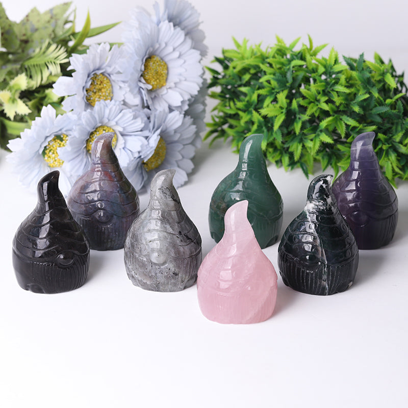 3-Inch Hand-Carved Crystal Figurines Set with Seven Dwarfs