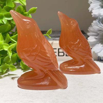 3-Inch Honey Calcite Crow Crystal Animal Carving
