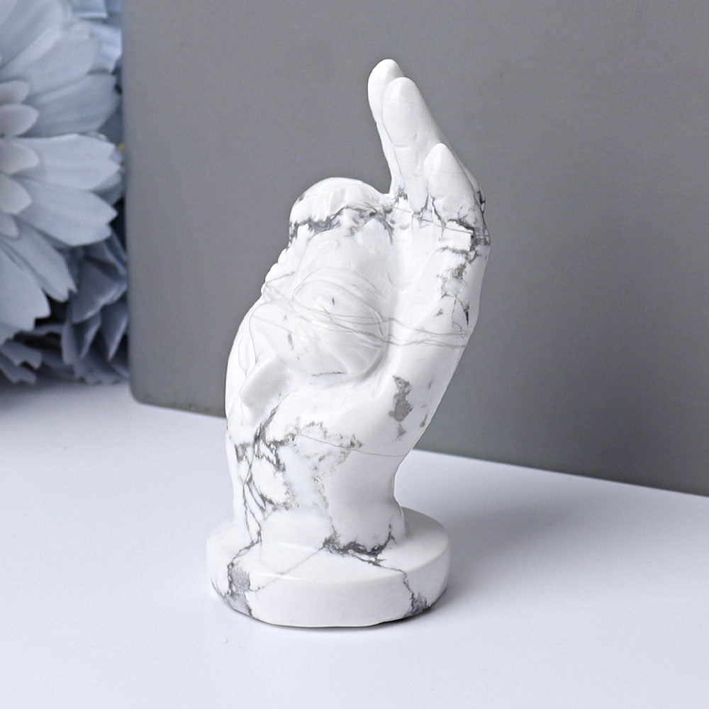 3-inch Howlite Sleeping Kid Hand Crystal Figurine for Healing