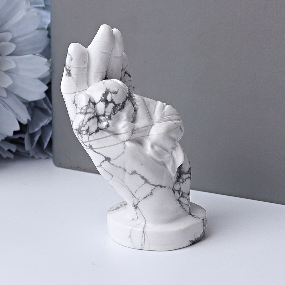 3-inch Howlite Sleeping Kid Hand Crystal Figurine for Healing