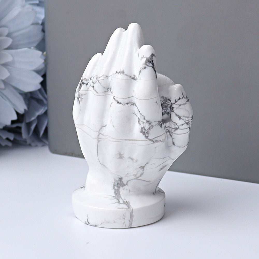 3-inch Howlite Sleeping Kid Hand Crystal Figurine for Healing