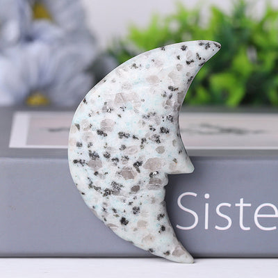 3-Inch Kiwi Jasper Moon Crystal Figurine Carving