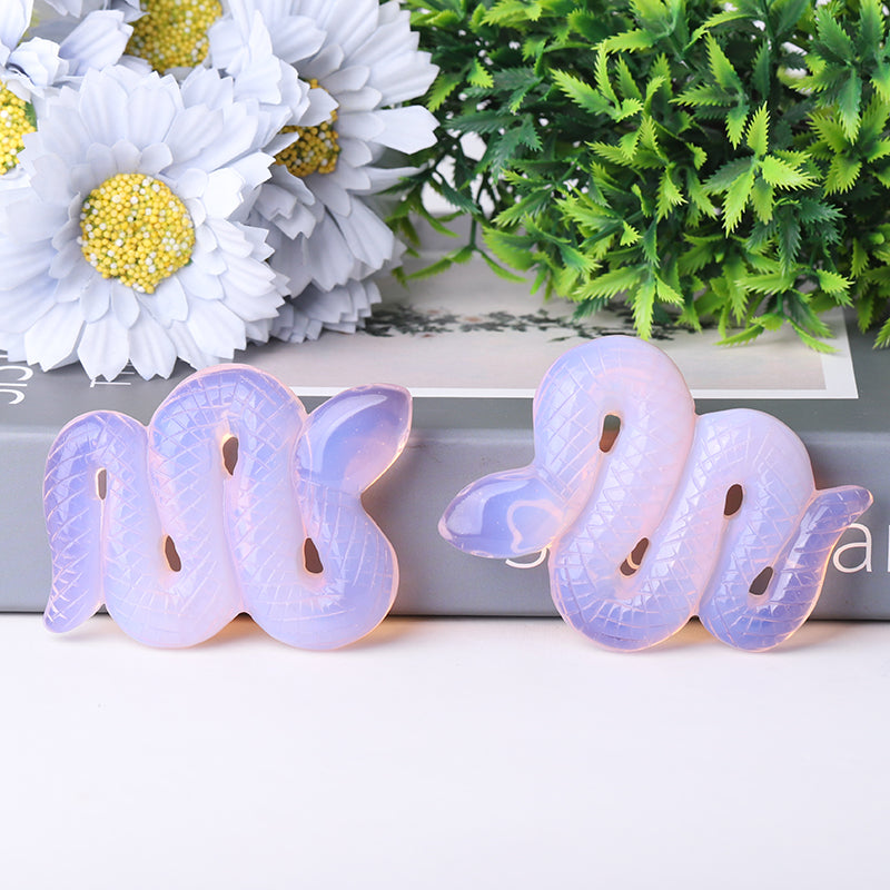 3 inch Pink Opalite Snake Crystal Figurine for Healing