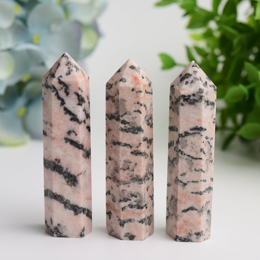 3-inch Pink Zebra Jasper Crystal Point for Healing & Meditation