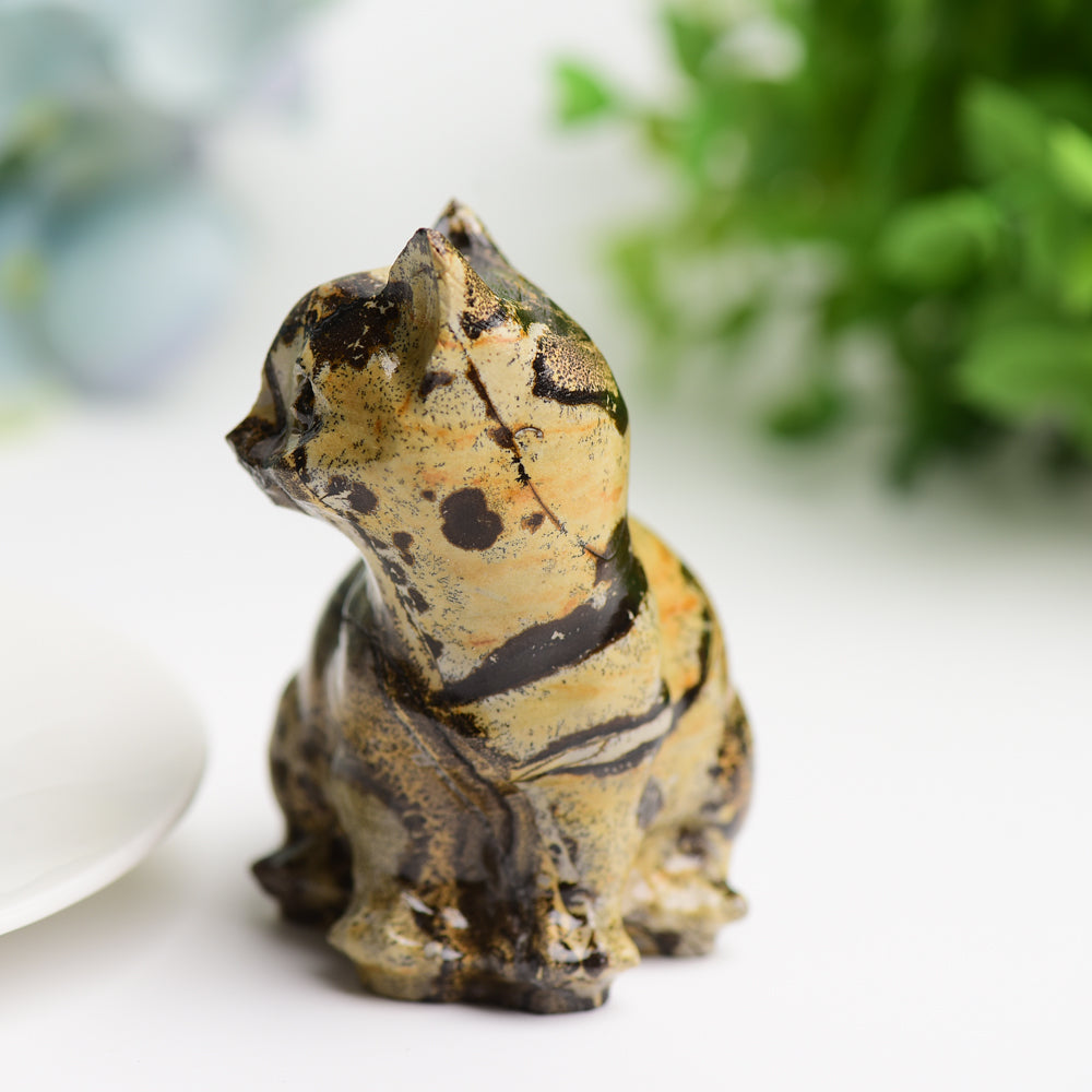 3-Inch Polished Crystal Cat Figurine 180g Healing Stone Sculpture