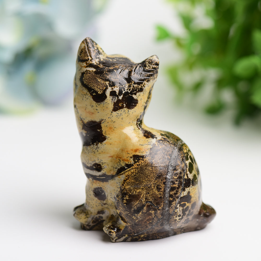 3-Inch Polished Crystal Cat Figurine 180g Healing Stone Sculpture
