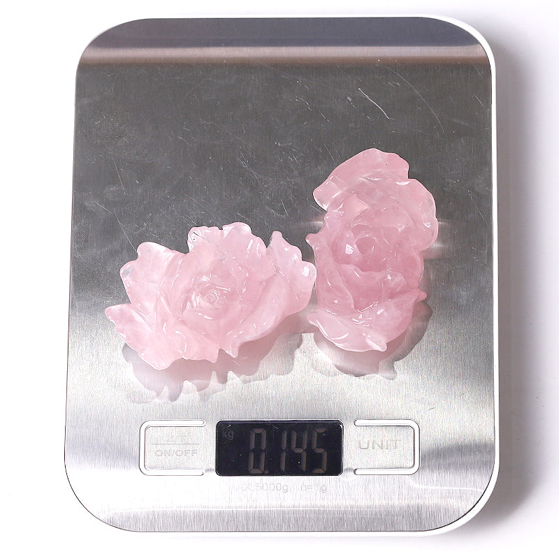 3-Inch Rose Quartz Peony Crystal Figurine Carving