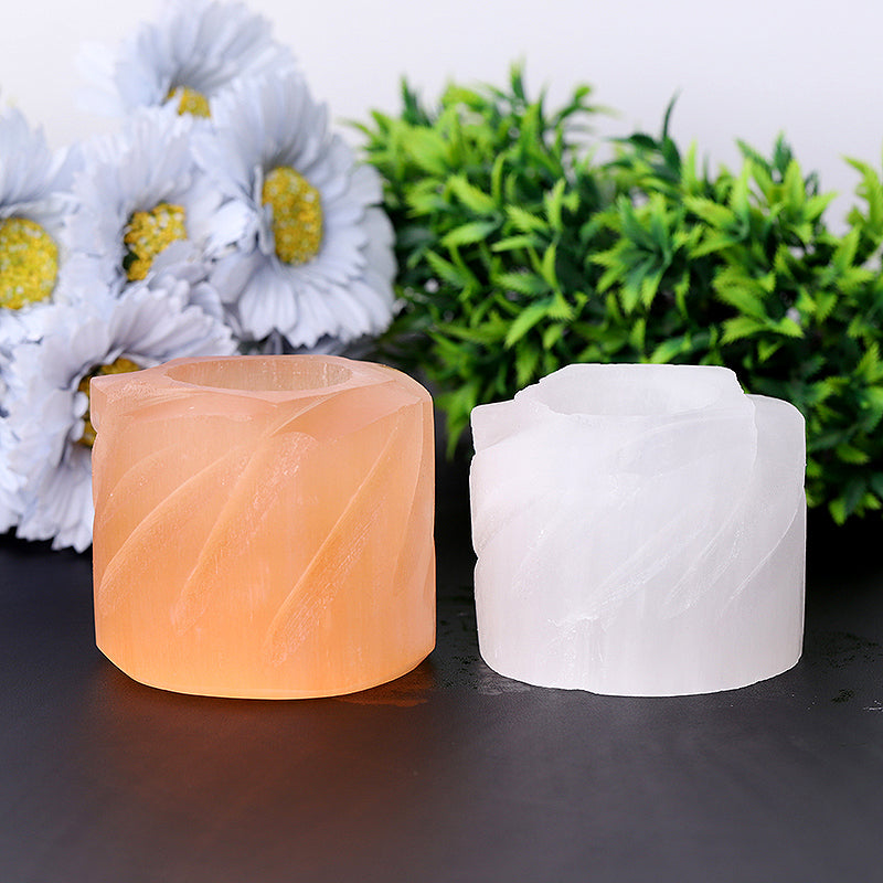 3 Inch Selenite Candle Holder for Meditation & Zen Ambiance