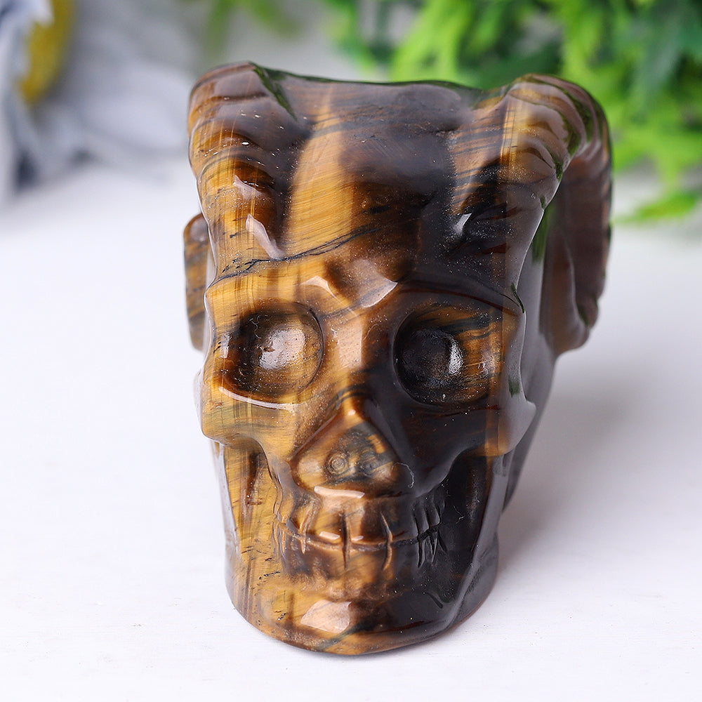 3-inch Tiger Eye Crystal Skull Carving for Spiritual Healing