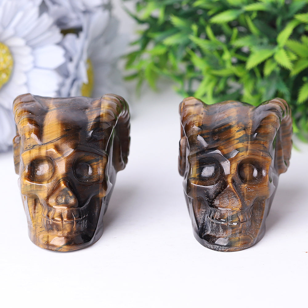 3-inch Tiger Eye Crystal Skull Carving for Spiritual Healing