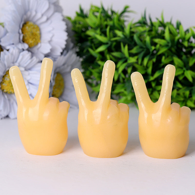 3-Inch Yellow Jade Victory Hand Crystal Figurine