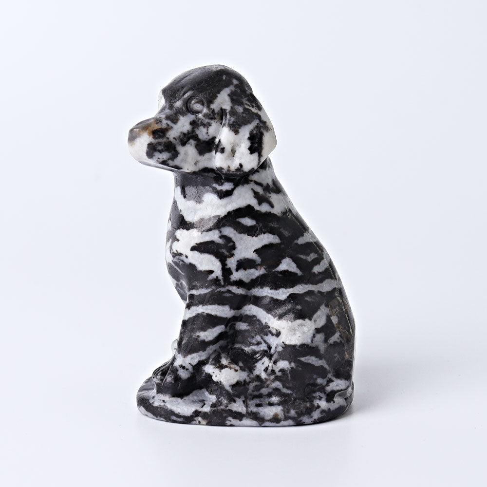 3-Inch Zebra Jasper Crystal Dog Figurine for Healing