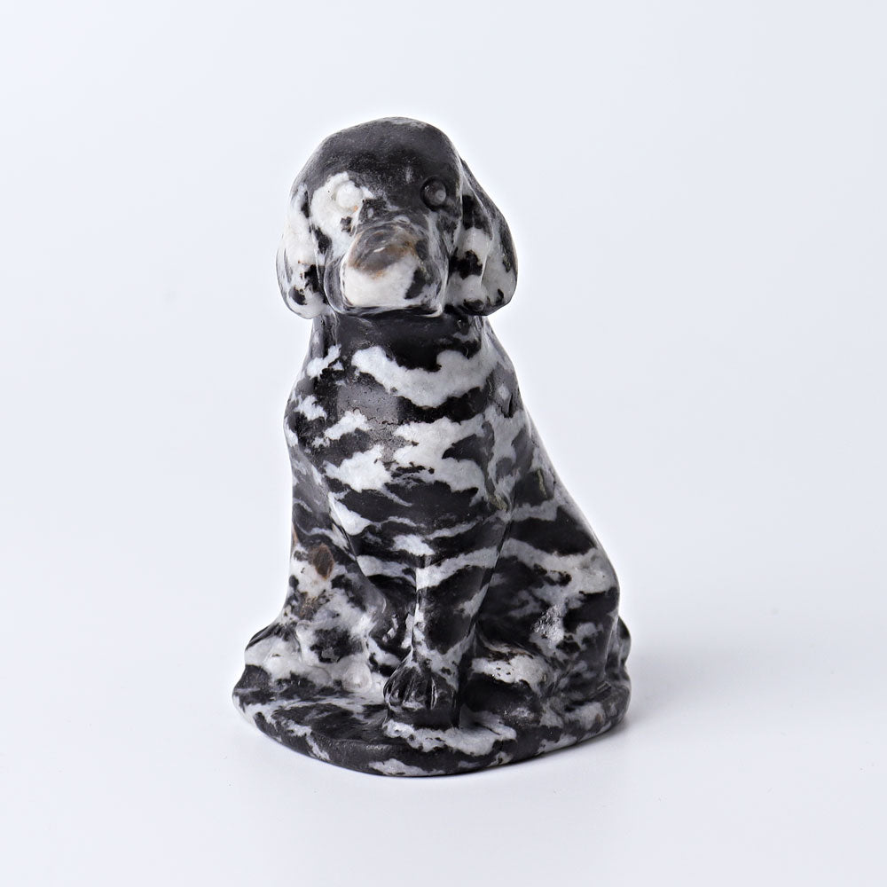 3-Inch Zebra Jasper Crystal Dog Figurine for Healing