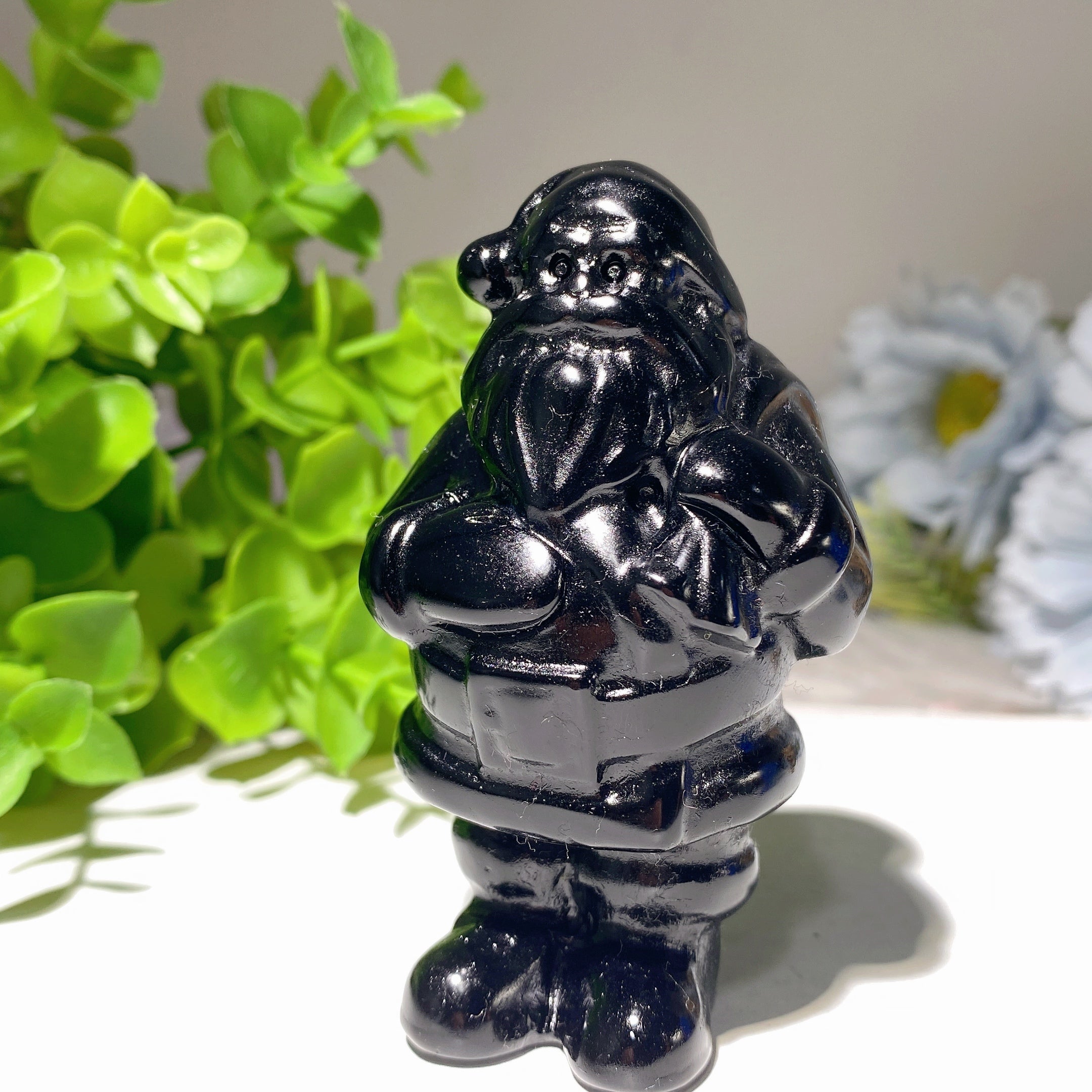 3" Mixed Crystal Santa Claus Figurine 150g Healing Carving