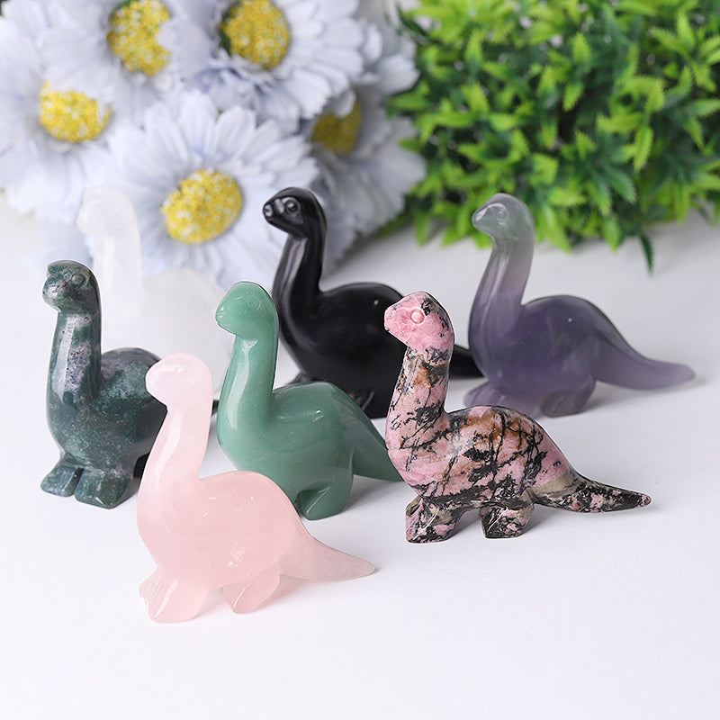 3" Natural Crystal Dinosaur Figurines Carvings for Collection