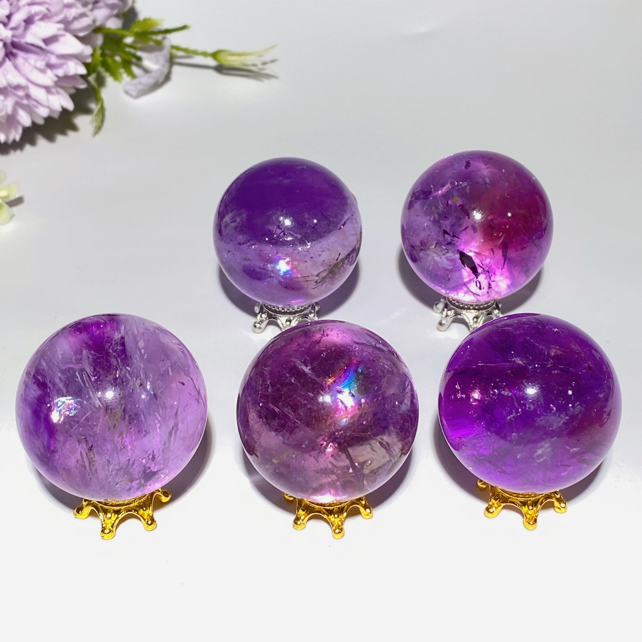 30-35mm Rainbow Amethyst Healing Crystal Sphere