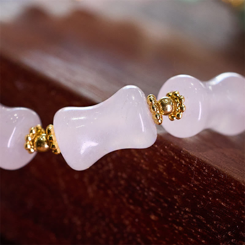 White Golden Silk Jade Bamboo Pattern Wealth Bracelet