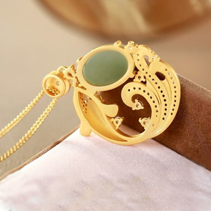Cyan Jade Koi Fish Healing Necklace 40+5cm Unisex