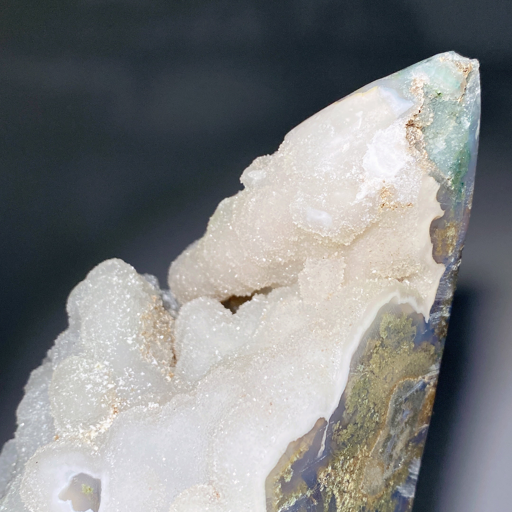 30cm Druzy Moss Agate Moon Carving Crystal Shape for Healing