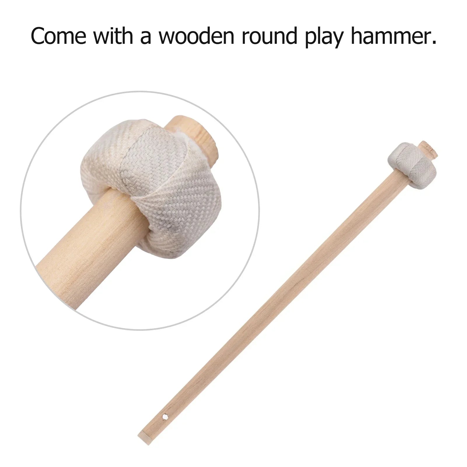 Wooden mallet with padded fabric head for 30cm Hand Gong Instrument for Sound Healing