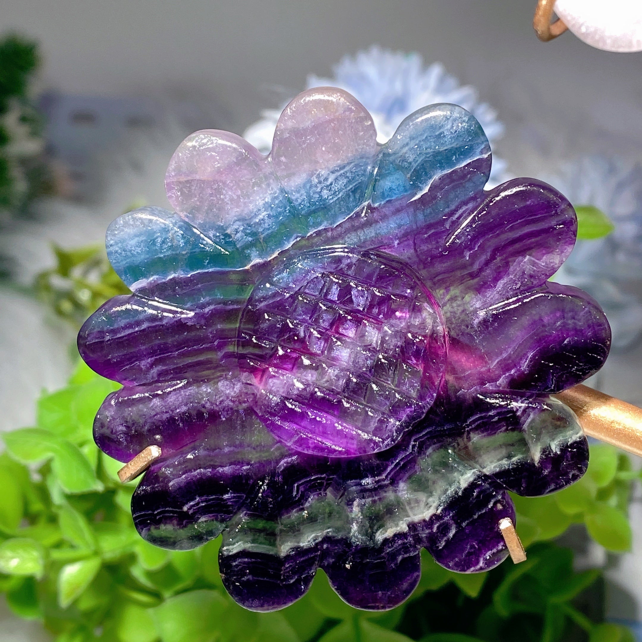 30cm Mixed Crystal Sunflower Figurine with Stand for Healing