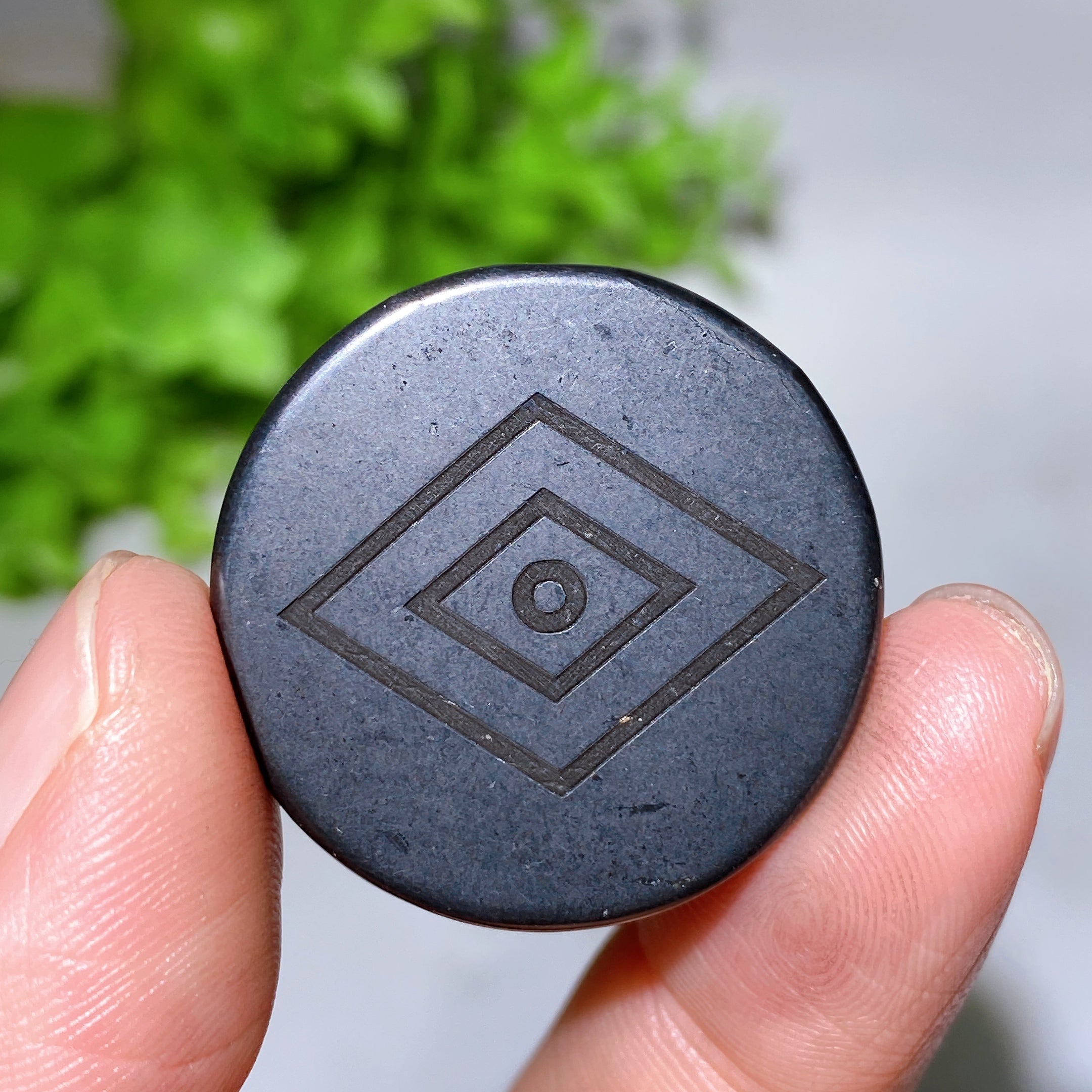 30mm Schungite Healing Crystal Round Slab