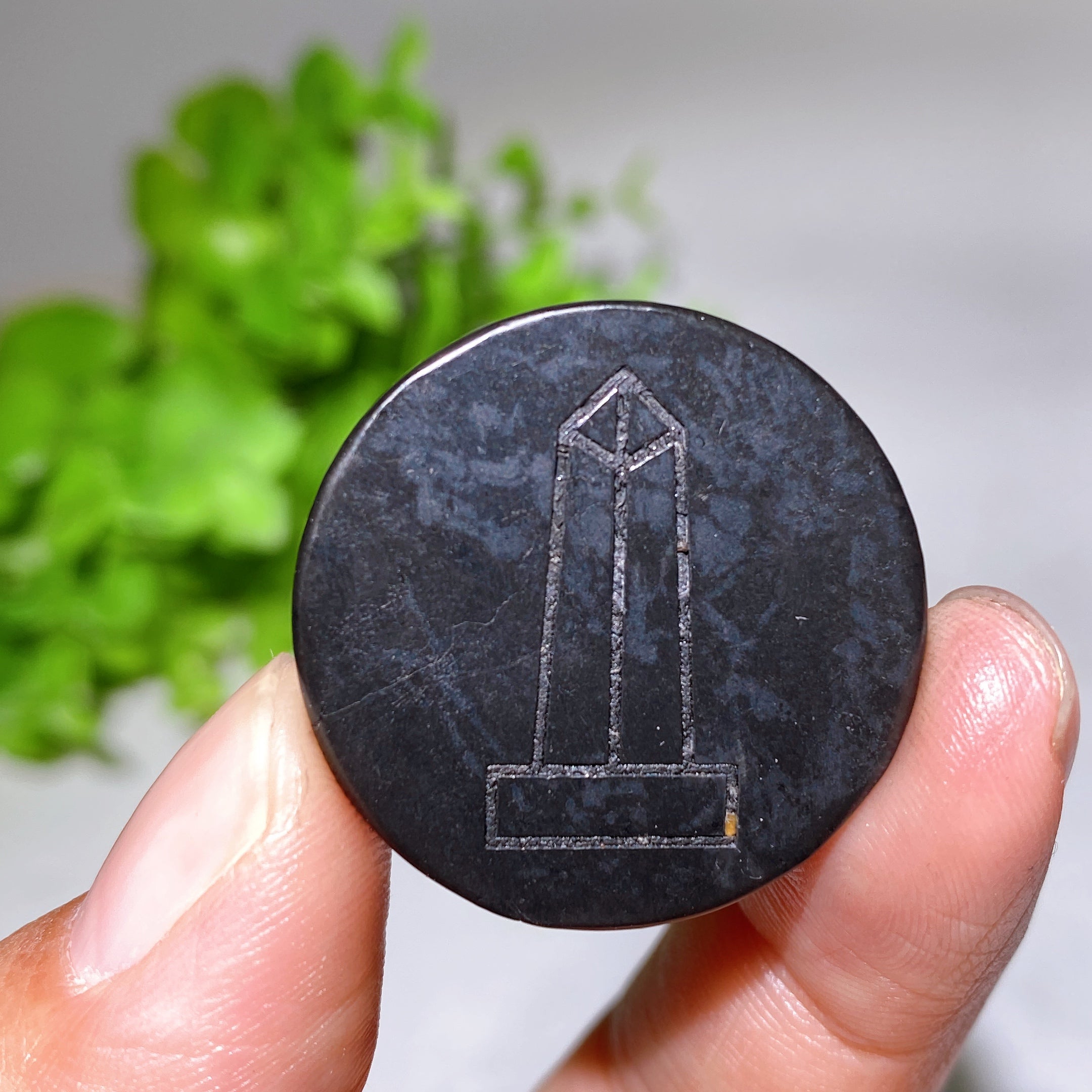 30mm Schungite Healing Crystal Round Slab
