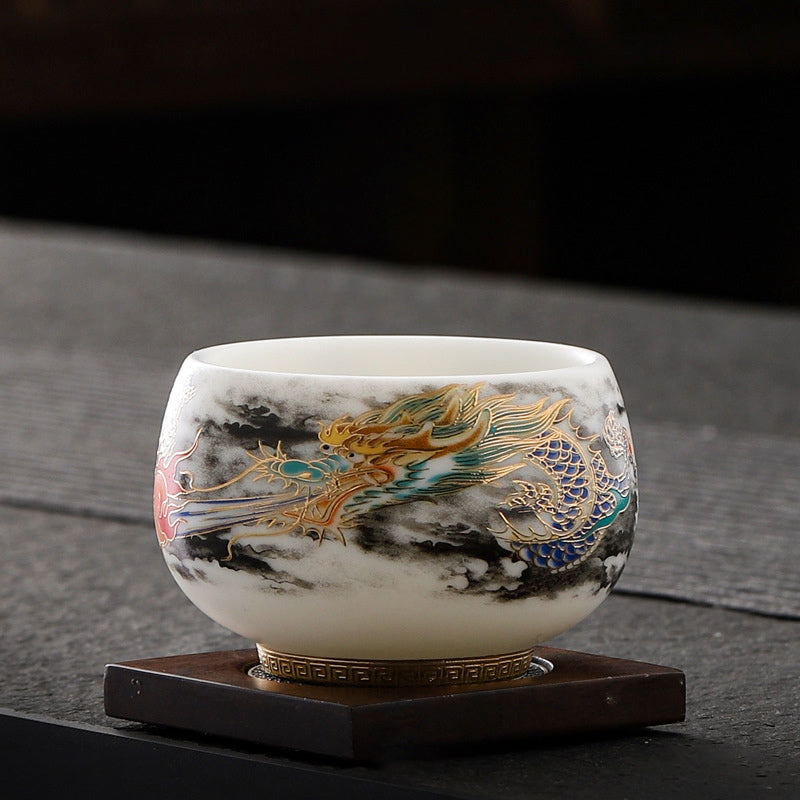 Dragon Playing with Pearl Ceramic Teacup 160ml | Tableware