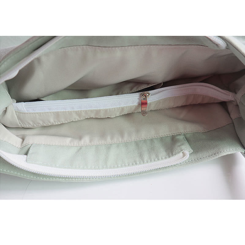 Canvas Tote Bag with Flower Crane & Plum Blossom Embroidery