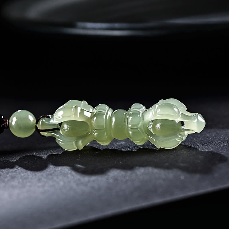 Natural Hetian Cyan Jade Success Necklace with Dorje Vajra